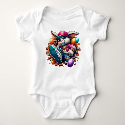 Funny hip hop Gangster Bunny Easter Urban Design Baby Bodysuit