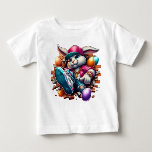  Funny hip hop Gangster Bunny Easter Urban Design Baby T_Shirt