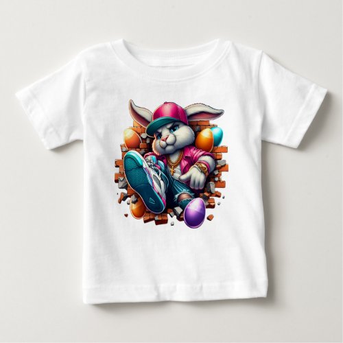  Funny hip hop Gangster Bunny Easter Urban Design Baby T_Shirt
