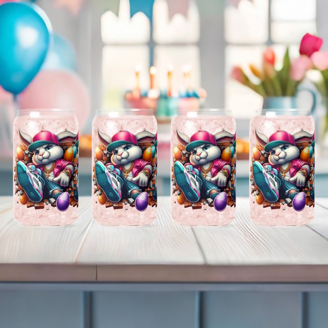  Funny hip hop Gangster Bunny Easter Urban Design Can Glass (Insitu (Baby Shower))