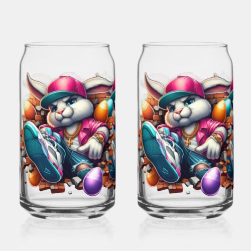  Funny hip hop Gangster Bunny Easter Urban Design Can Glass