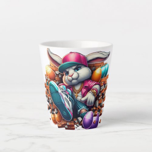  Funny hip hop Gangster Bunny Easter Urban Design Latte Mug