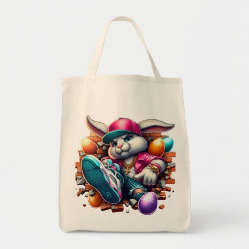  Funny hip hop Gangster Bunny Easter Urban Design Tote Bag