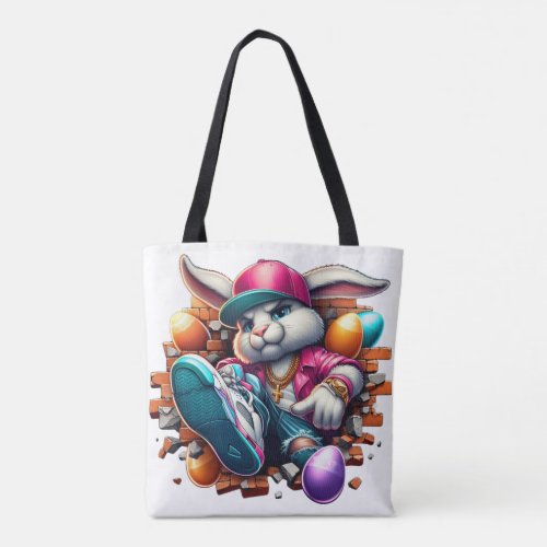  Funny hip hop Gangster Bunny Easter Urban Design Tote Bag
