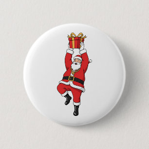 Funny Hip Hop Santa with Gold Chain Christmas Button