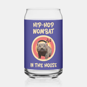 Funny Hip-hop Wombat in the House Can Glass