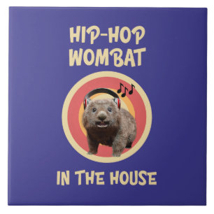 Funny Hip-hop Wombat in the House Ceramic Tile