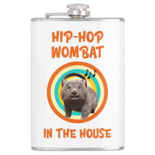 Funny Hip-hop Wombat in the House Flask