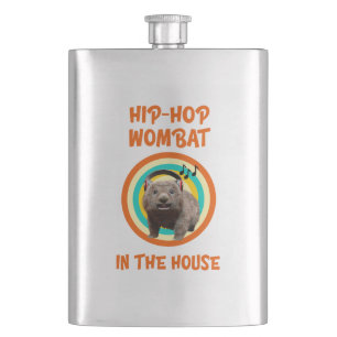 Funny Hip-hop Wombat in the House Flask