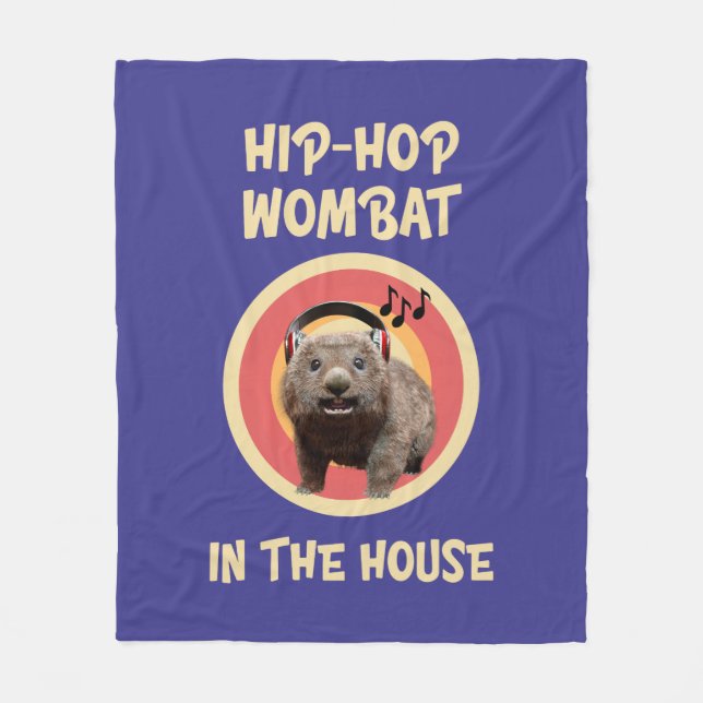 Funny Hip-hop Wombat in the House Fleece Blanket (Front)