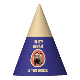 Funny Hip-hop Wombat in the House Party Hat