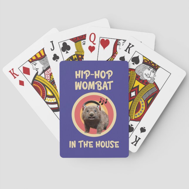 Funny Hip-hop Wombat in the House Poker Cards (Back)