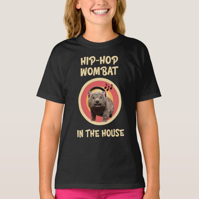 Funny Hip-hop Wombat in the House T-Shirt (Front)
