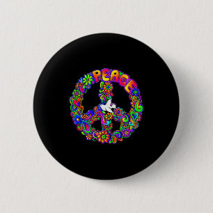 Funny Hipe Flower Wer Peace Sign Tee  Button