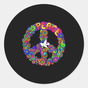 Funny Hipe Flower Wer Peace Sign Tee Classic Round Sticker
