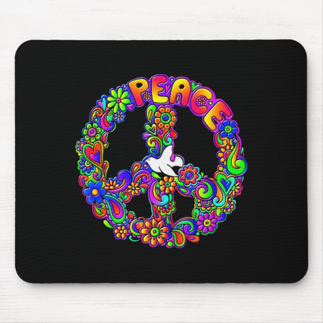 Funny Hipe Flower Wer Peace Sign Tee  Mouse Pad (Front)