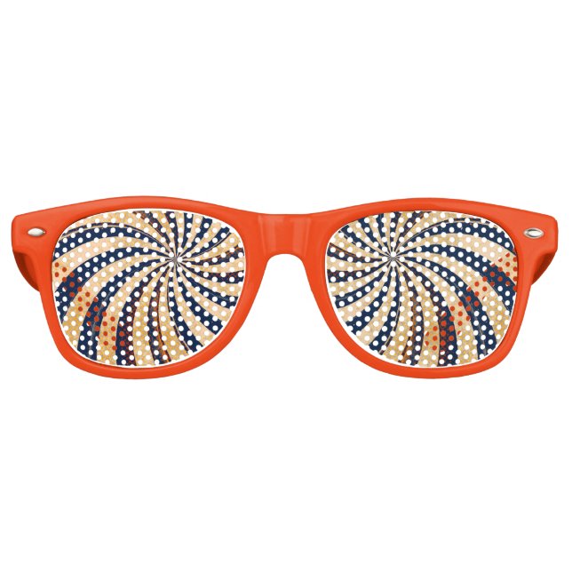 FUNNY HIPNOTIC TWIRL STRIPES, PSYCHODELIC PATTERN RETRO SUNGLASSES (Front)