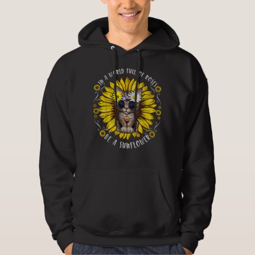 Funny Hippie Cat Peace Sunflower Retro Style T_Shi Hoodie