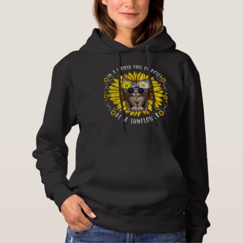Funny Hippie Cat Peace Sunflower Retro Style T_Shi Hoodie