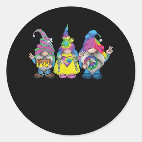 Funny Hippie Gnome Peace Sign Gnomes Lovers Men Wo Classic Round Sticker