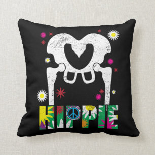 Funny Hippie Shirt for Hip Replacement Surgery Throw Pillow