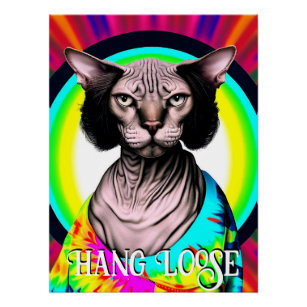 Funny Hippie Sphynx Cat Poster