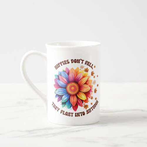 Funny Hippies Quote Sunflower Autumn Bone China Mug