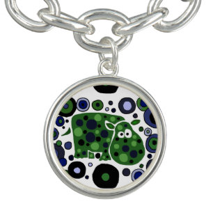 Funny Hippo Art Abstract Charm Charm Bracelet