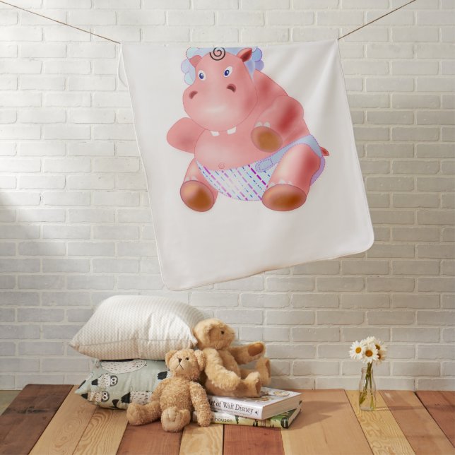 Funny Hippo Baby Blanket (In Situ)