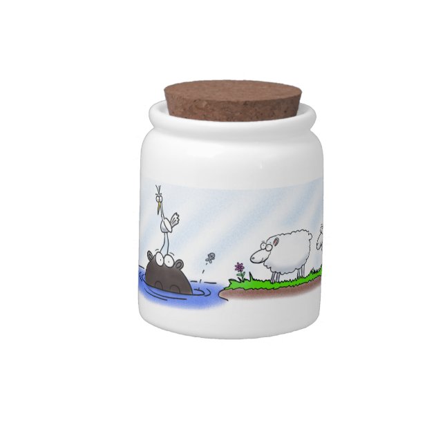 Funny hippo birdie two ewes candy jar (Left)