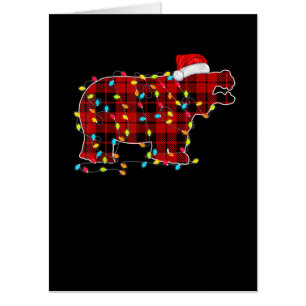 Funny Hippo Christmas Light Matching Family Card