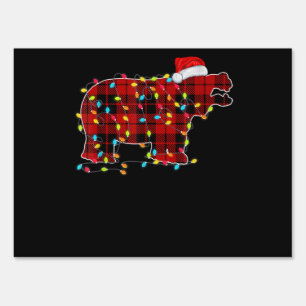 Funny Hippo Christmas Light Matching Family Sign