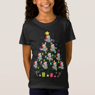 Funny Hippo Christmas Tree Color Led Light T-Shirt