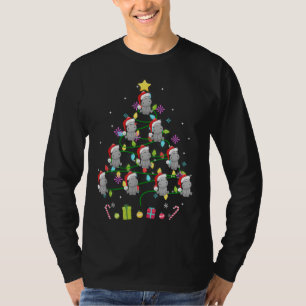 Funny Hippo Christmas Tree Color Led Light T-Shirt