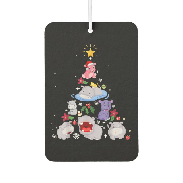 Funny Hippo Christmas Tree | Xmas Hippopotamus Air Freshener (Front)