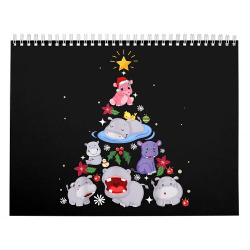 Funny Hippo Christmas Tree  Xmas Hippopotamus Calendar