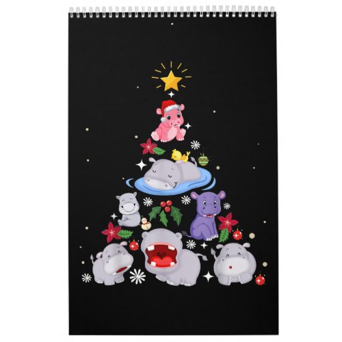 Funny Hippo Christmas Tree  Xmas Hippopotamus Calendar