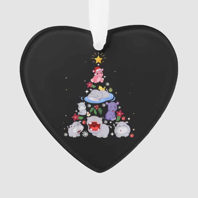 Funny Hippo Christmas Tree | Xmas Hippopotamus Ornament (Front)