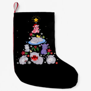 Funny Hippo Christmas Tree   Xmas Hippopotamus Small Christmas Stocking