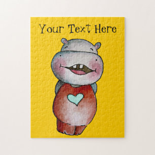 Funny Hippo Customizable Puzzle