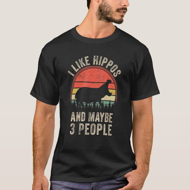 Funny Hippo Design Art Graphic Hippos Zoo Animal L T-Shirt (Front)