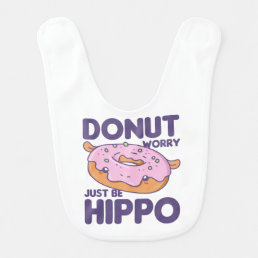 Funny Hippo Donut Pun Kawaii Aesthetic Baby Bib