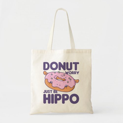 Funny Hippo Donut Pun Kawaii Aesthetic Tote Bag