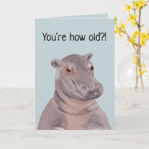 Funny Hippo Illustration Personalized Birthday  Card
