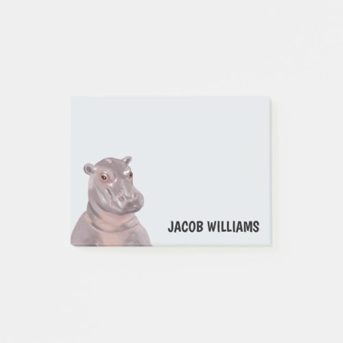 Funny Hippo Personalized Name   Post_it Notes