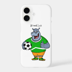 Funny hippo soccer player cartoon illustration iPhone 17 case
