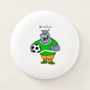 Funny hippo soccer player cartoon illustration Wham-O frisbee