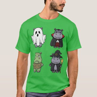 Funny Hippo Spooky Ghost Boo Horror Pumpkin Hippo T-Shirt