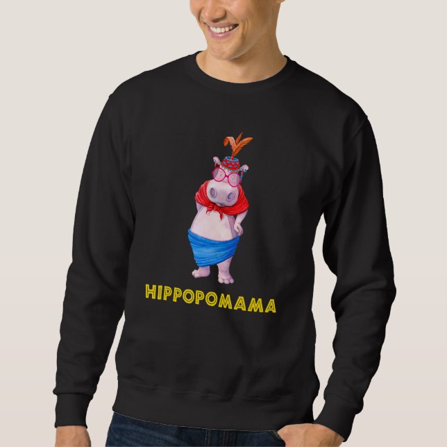 Funny Hippo Women  Hippopomama Very Big Mom Mama Sweatshirt (Front)