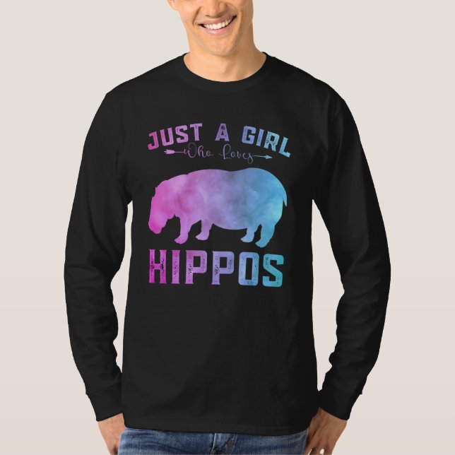 Funny Hippos Girls Just A Girl Who Loves Hippos T-Shirt (Front)